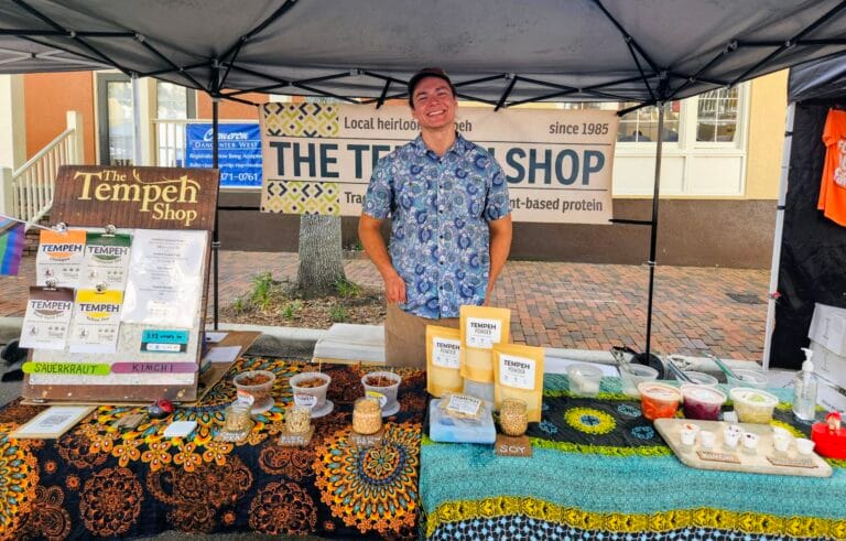 Steve running the Haile market booth